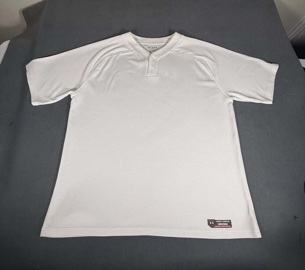 Under Armour HeatGear Loose Baseball Jersey 2XL White Two-Button